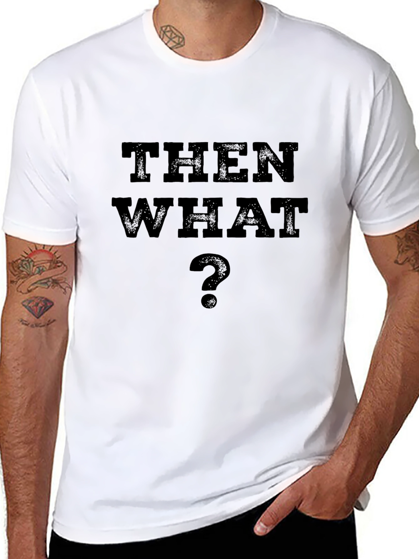 Then What? Black Graphic T-Shirt - Casual Style