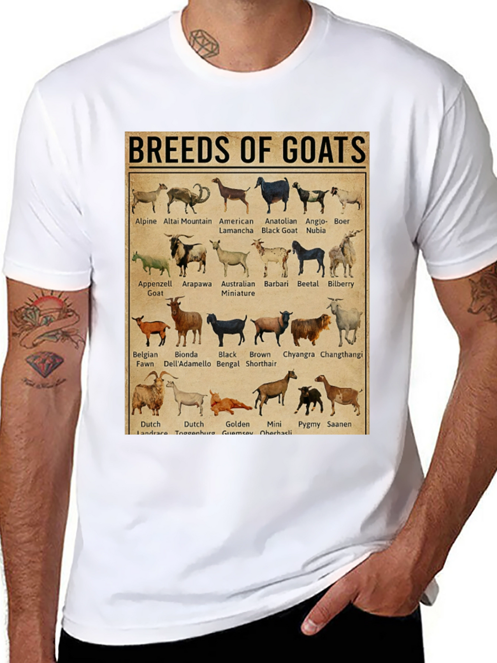 Breeds of Goats T-Shirt - Farm Animal Lover Tee