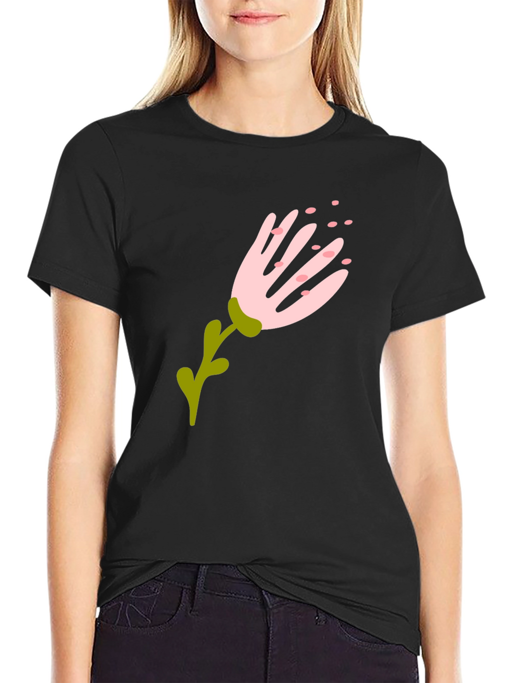 Floral Graphic Black T-Shirt