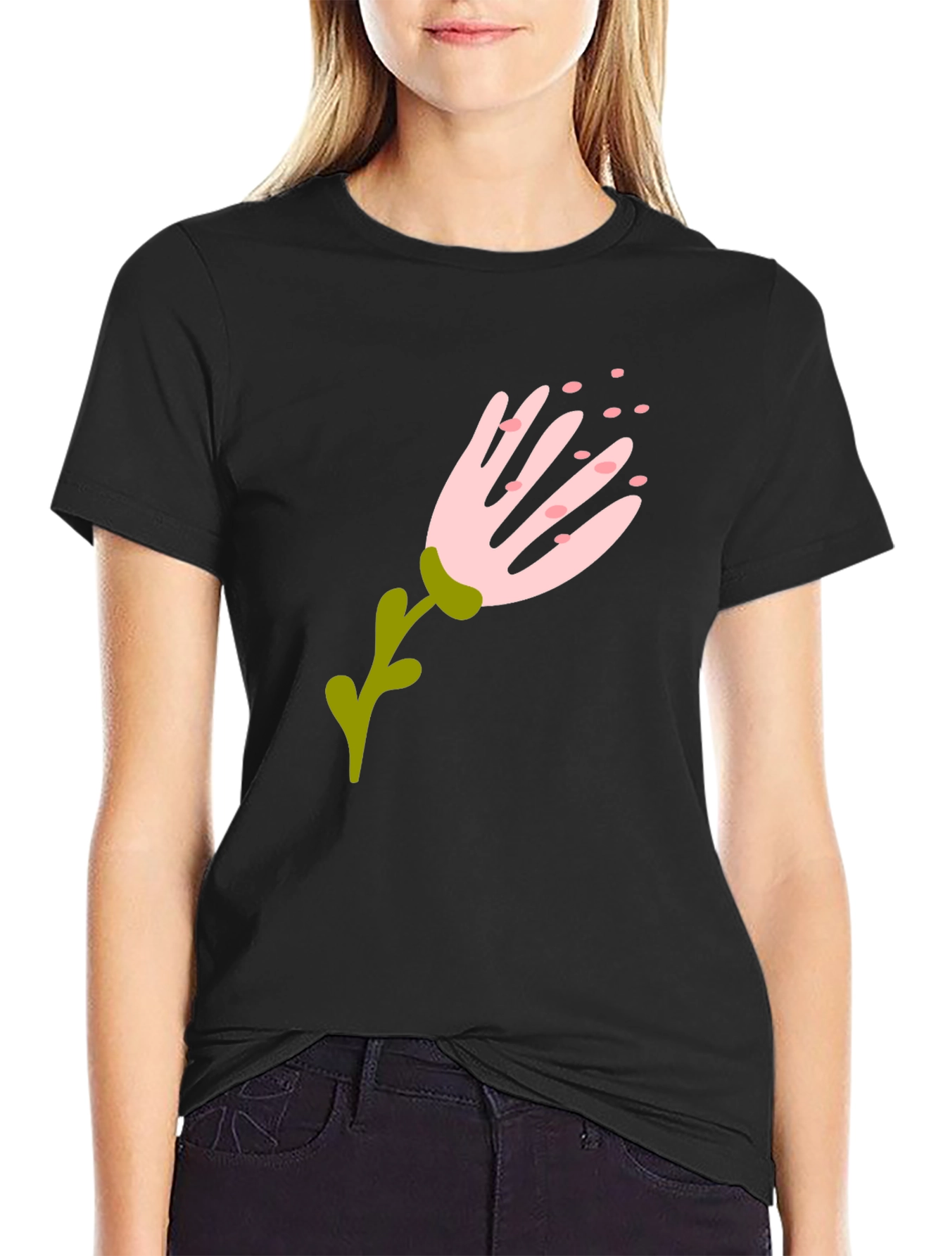 Floral Graphic Black T-Shirt