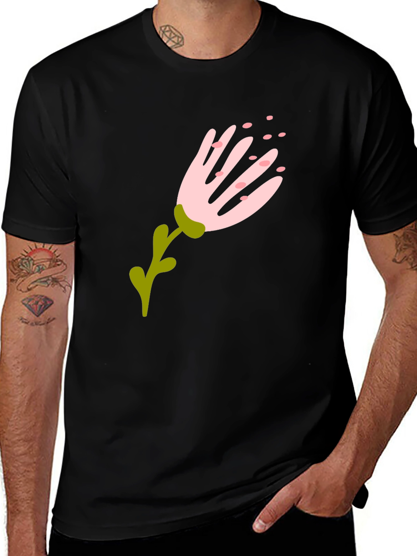 Floral Graphic Black T-Shirt