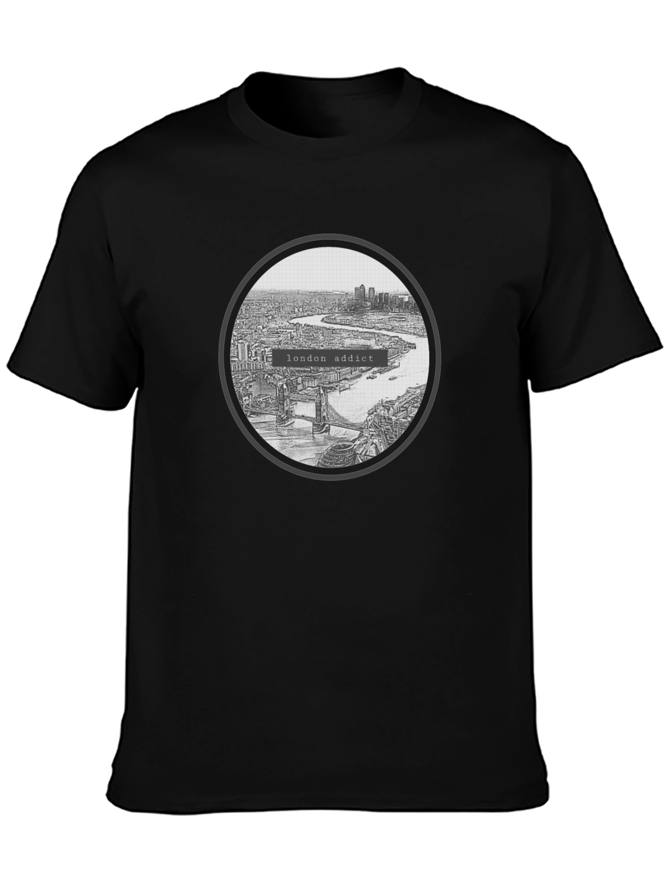 London Addict Graphic Tee - Black Crew Neck T-Shirt