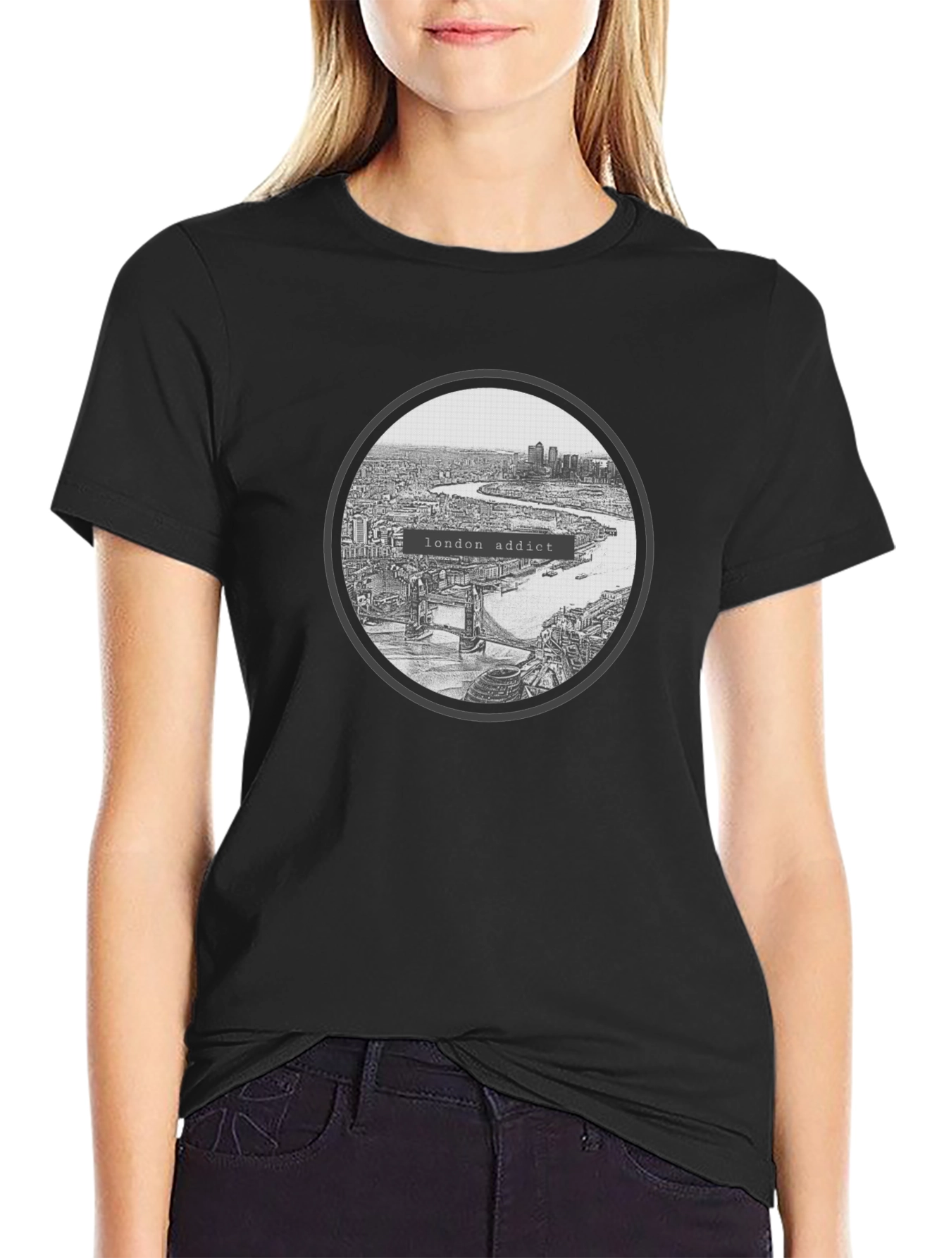 London Addict Graphic Tee - Black Crew Neck T-Shirt