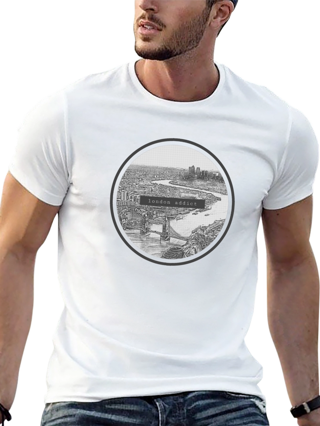 London Addict Graphic Tee - Black Crew Neck T-Shirt