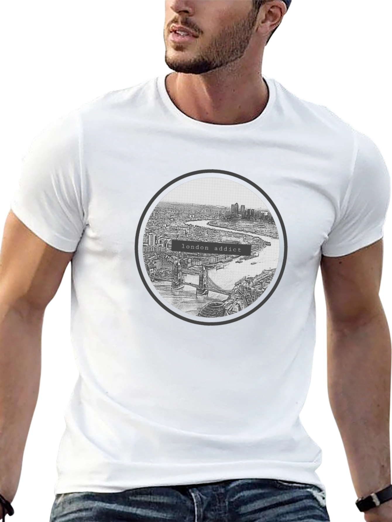 London Addict Graphic Tee - Black Crew Neck T-Shirt