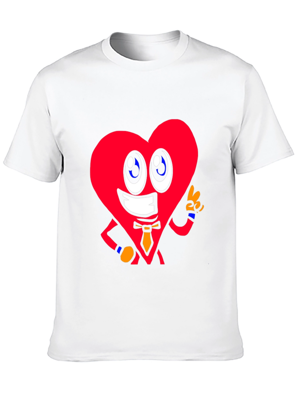 Cartoon Heart Graphic Tee - Black Cotton Shirt