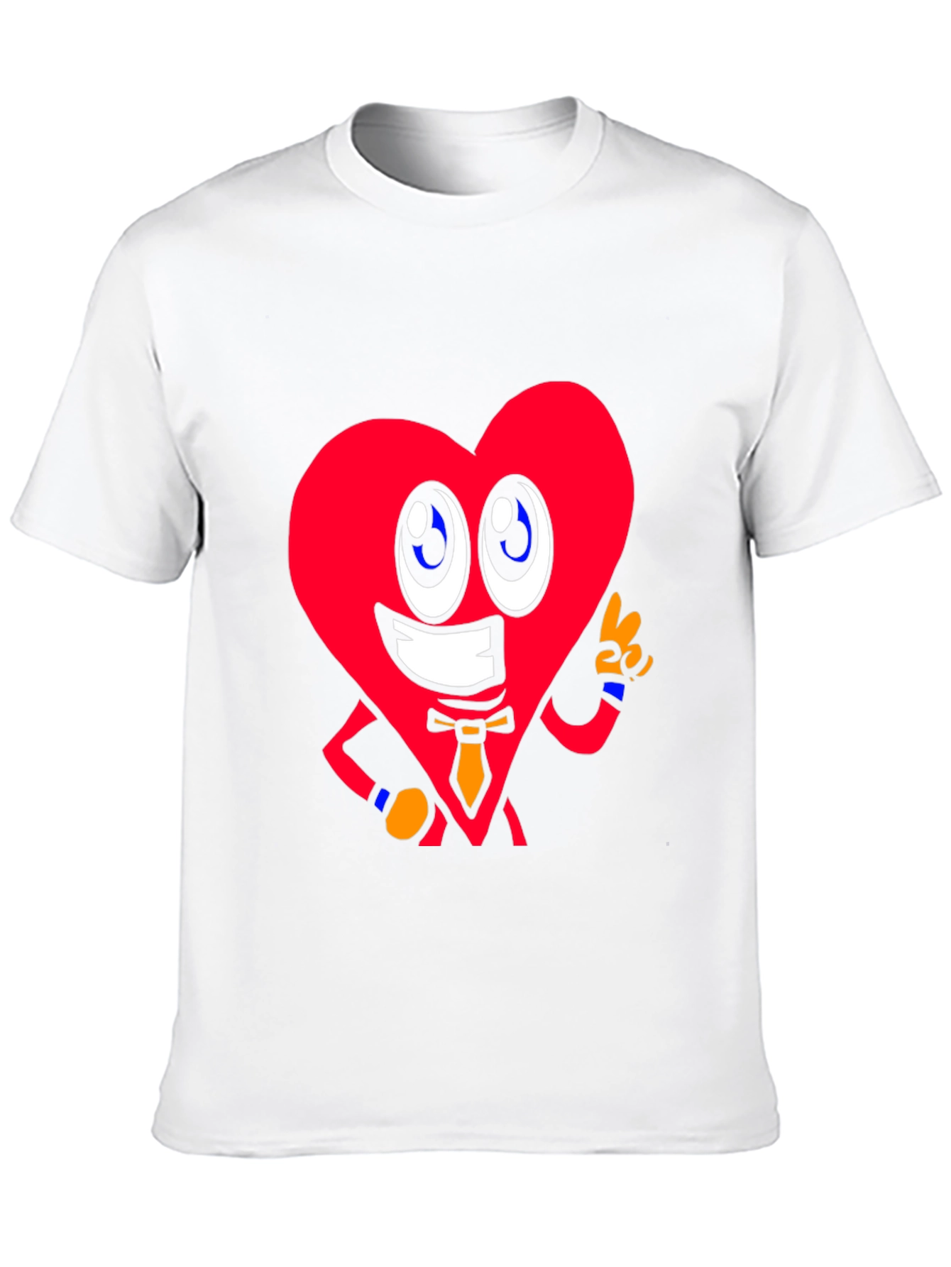 Cartoon Heart Graphic Tee - Black Cotton Shirt