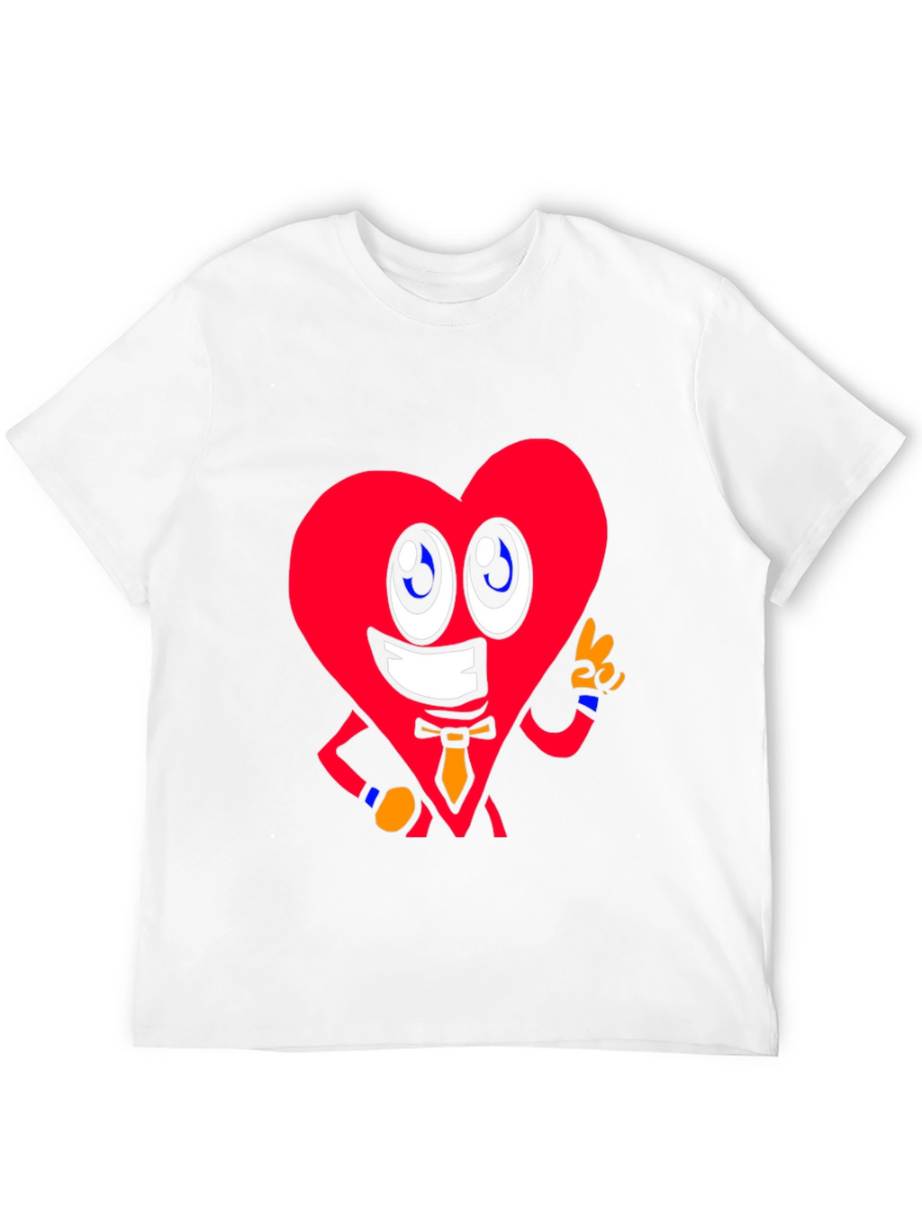 Cartoon Heart Graphic Tee - Black Cotton Shirt