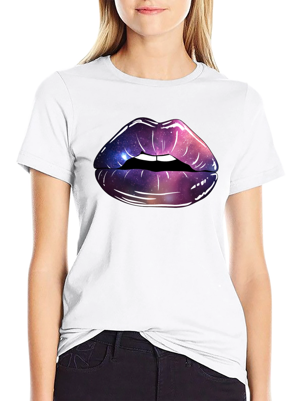 Galaxy Lips Graphic Tee - Black Unisex T-Shirt