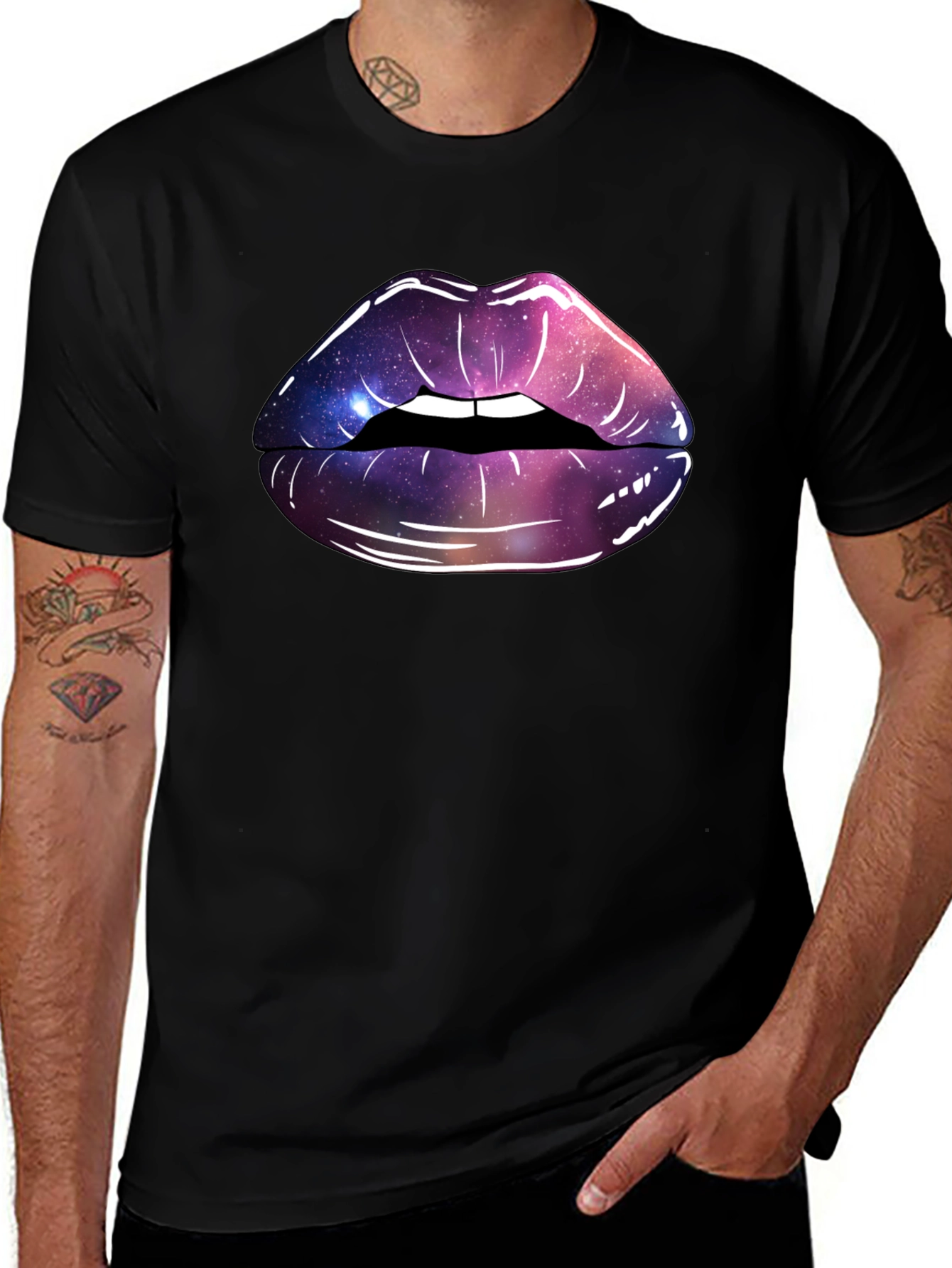 Galaxy Lips Graphic Tee - Black Unisex T-Shirt