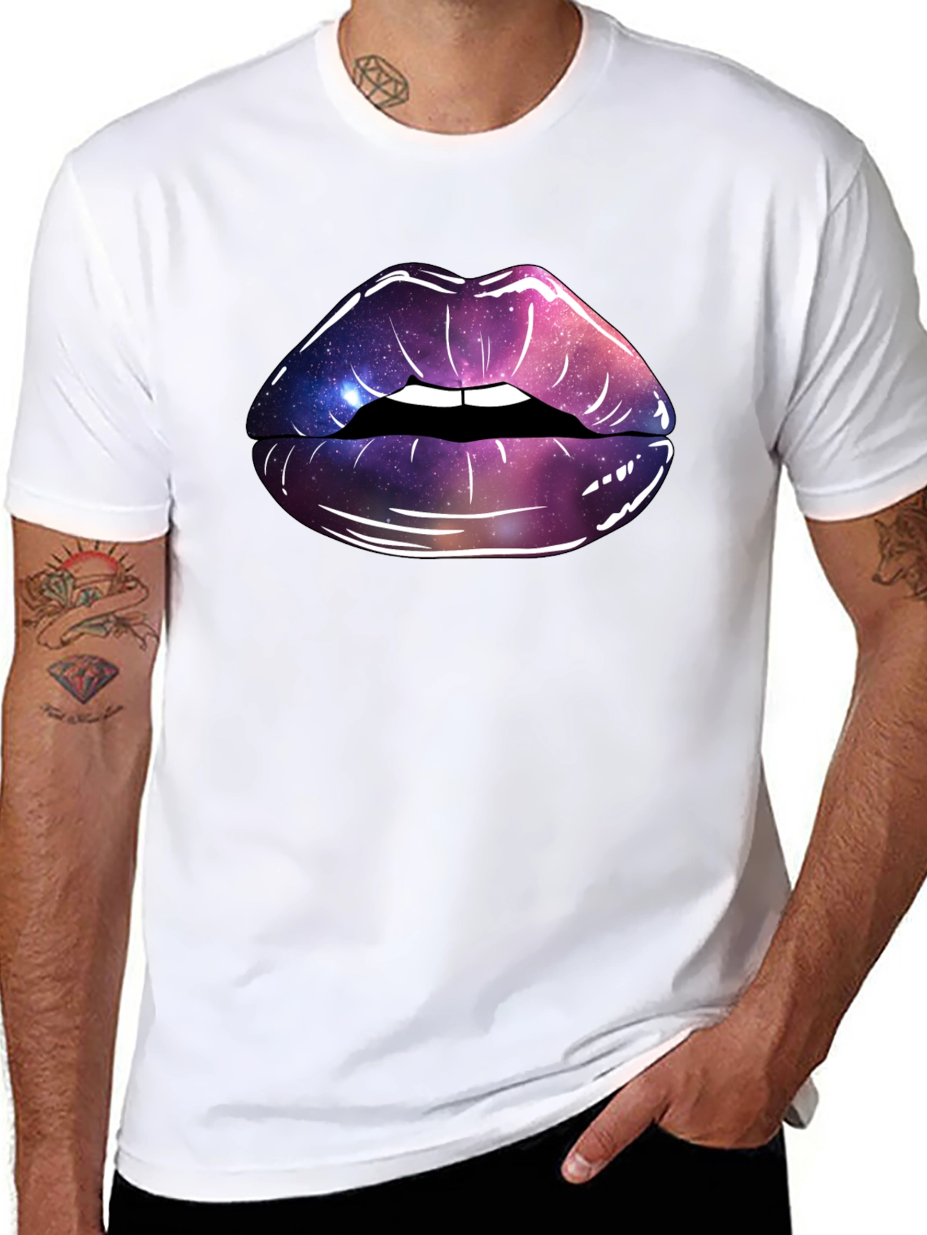 Galaxy Lips Graphic Tee - Black Unisex T-Shirt