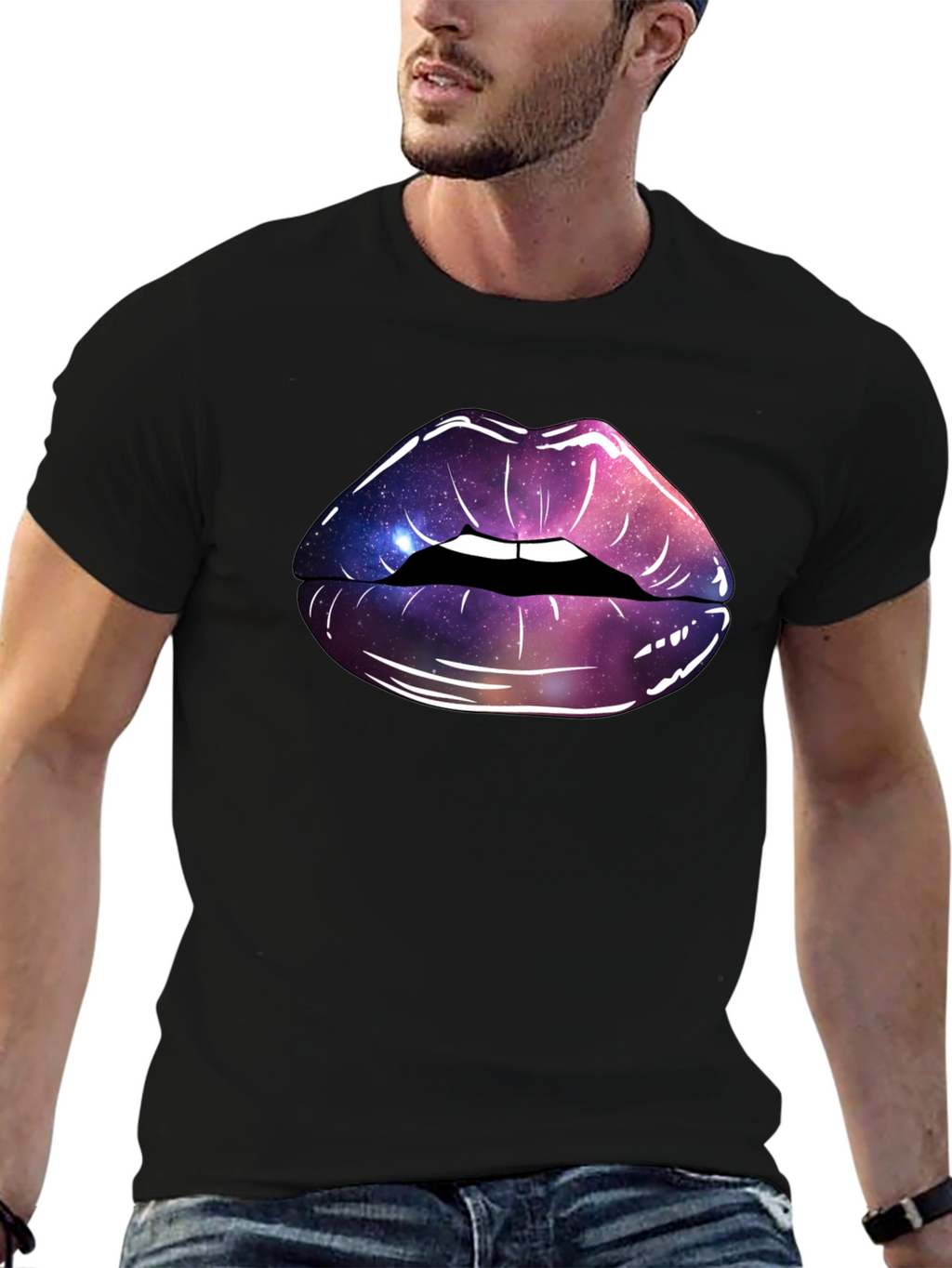 Galaxy Lips Graphic Tee - Black Unisex T-Shirt