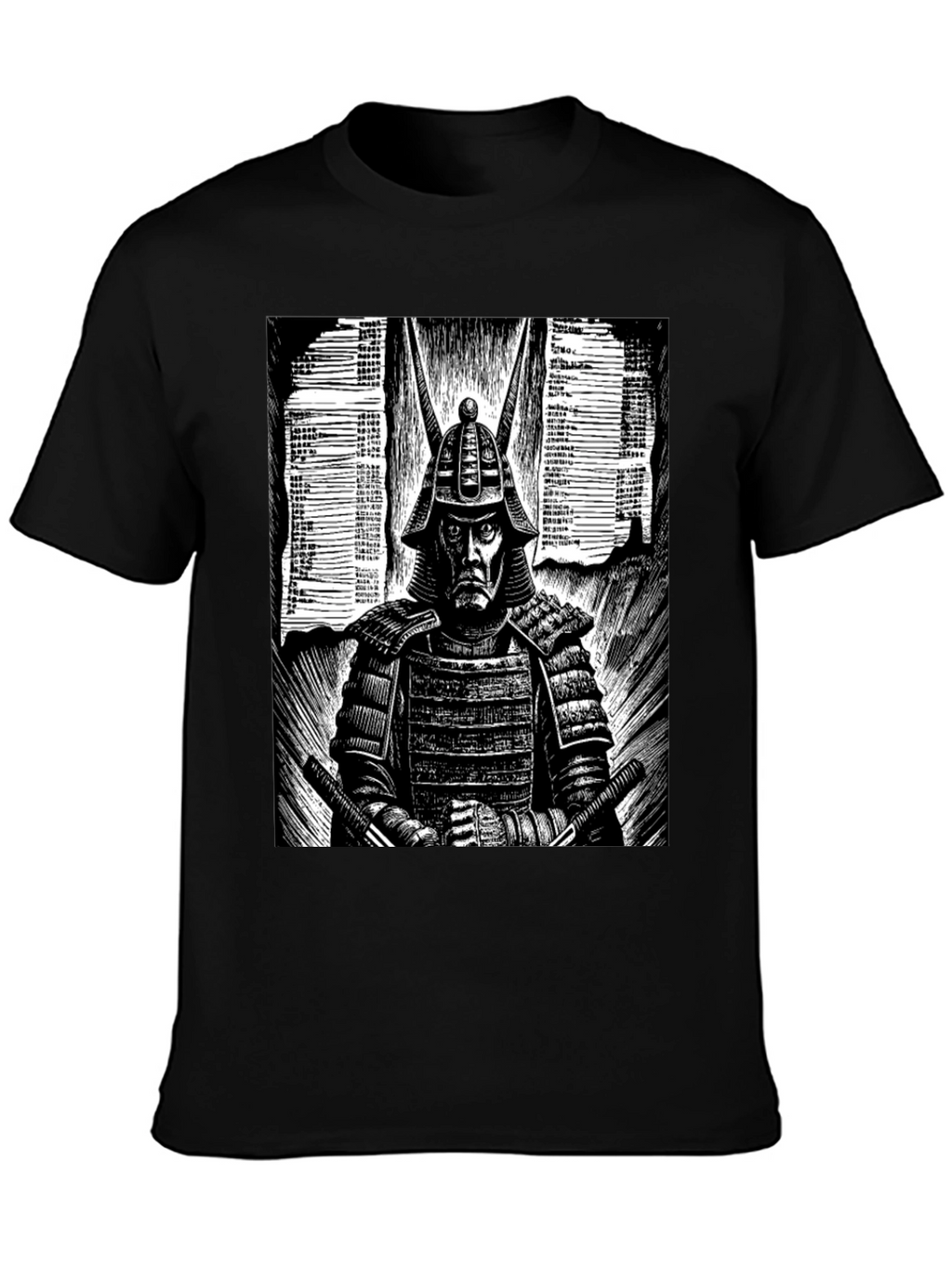 Samurai Graphic Tee - Black Cotton T-Shirt