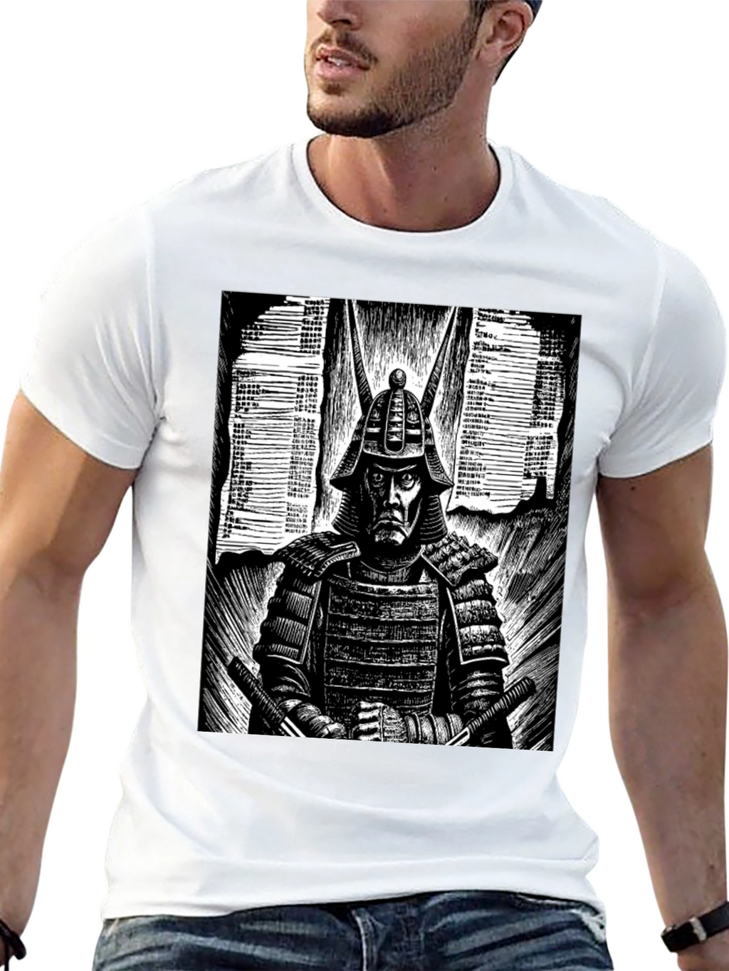 Samurai Graphic Tee - Black Cotton T-Shirt