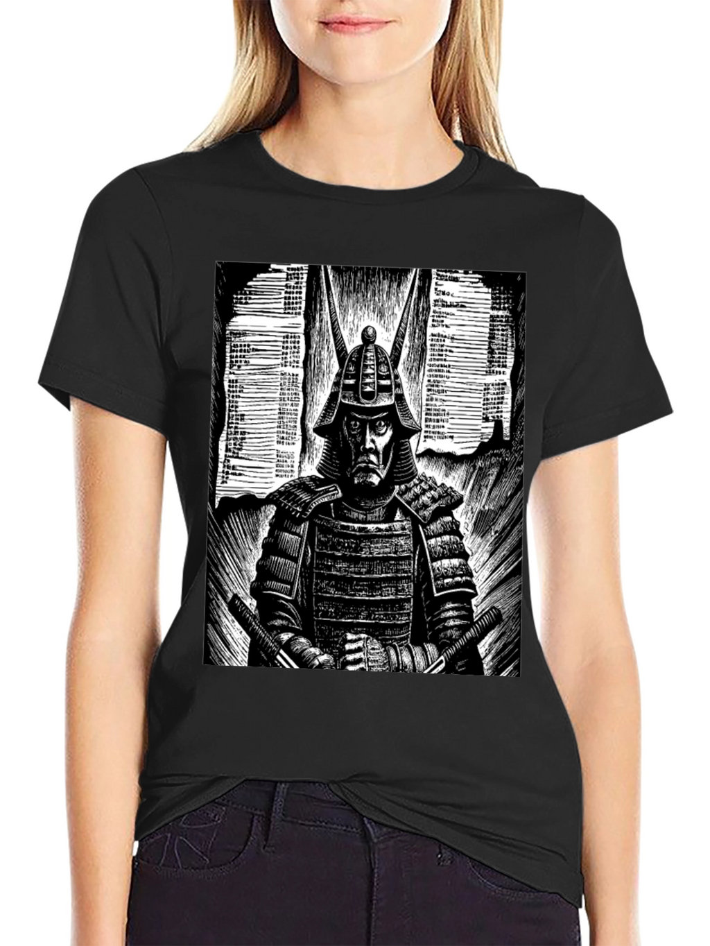 Samurai Graphic Tee - Black Cotton T-Shirt