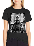 Samurai Graphic Tee - Black Cotton T-Shirt
