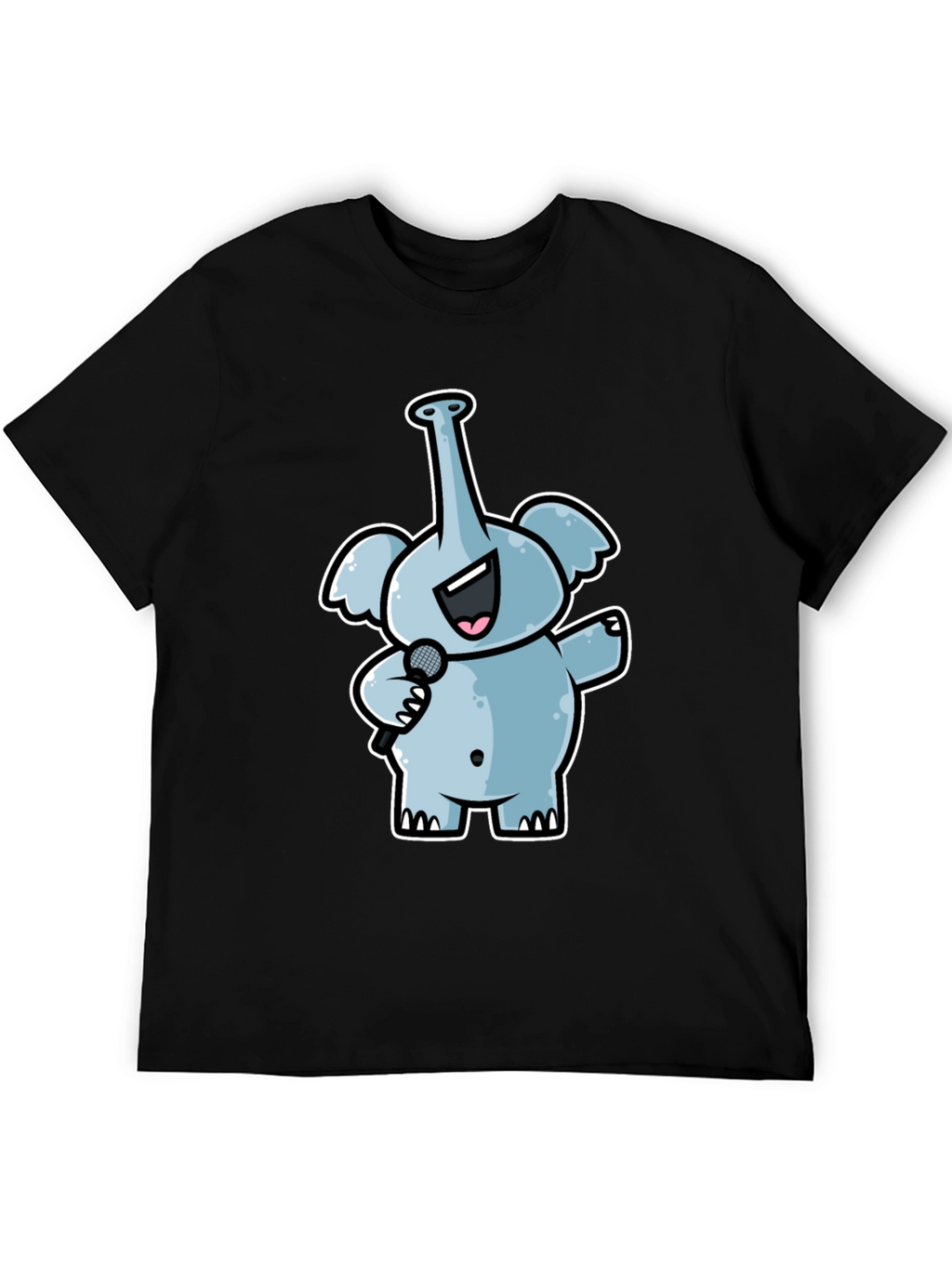 Singing Elephant Graphic Tee - Black Cotton T-Shirt