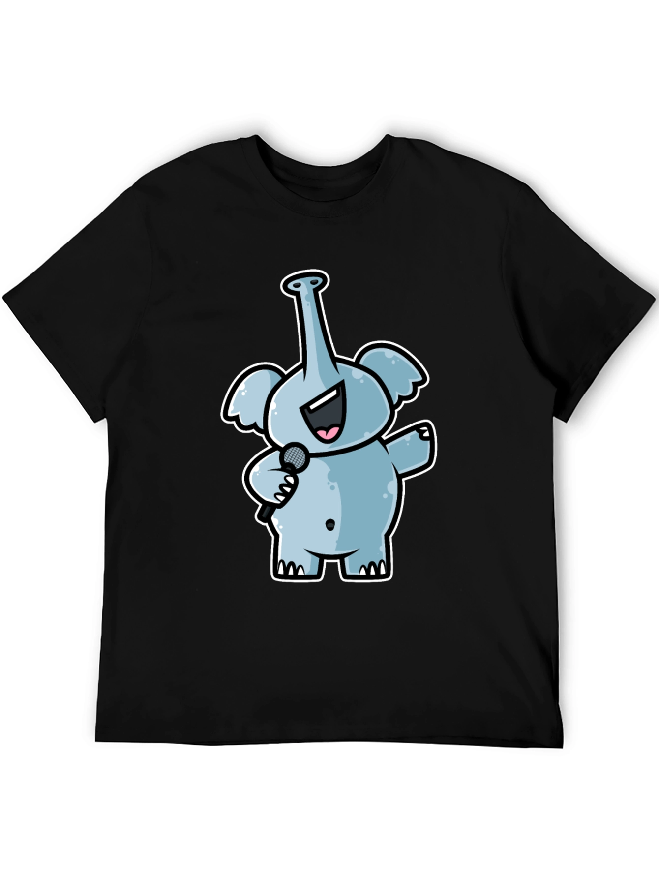 Singing Elephant Graphic Tee - Black Cotton T-Shirt