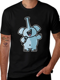 Singing Elephant Graphic Tee - Black Cotton T-Shirt