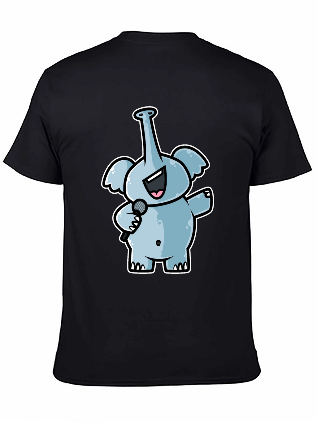 Singing Elephant Graphic Tee - Black Cotton T-Shirt