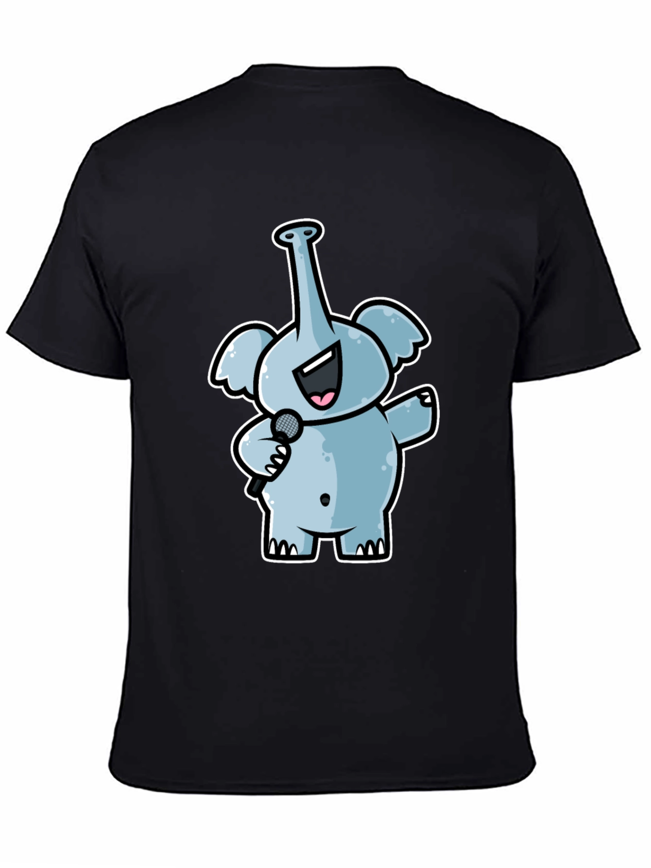 Singing Elephant Graphic Tee - Black Cotton T-Shirt