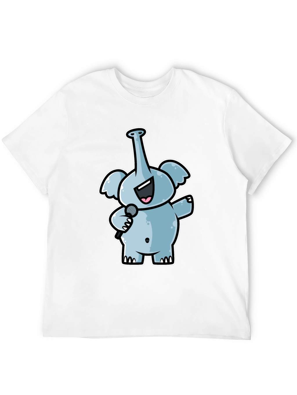 Singing Elephant Graphic Tee - Black Cotton T-Shirt
