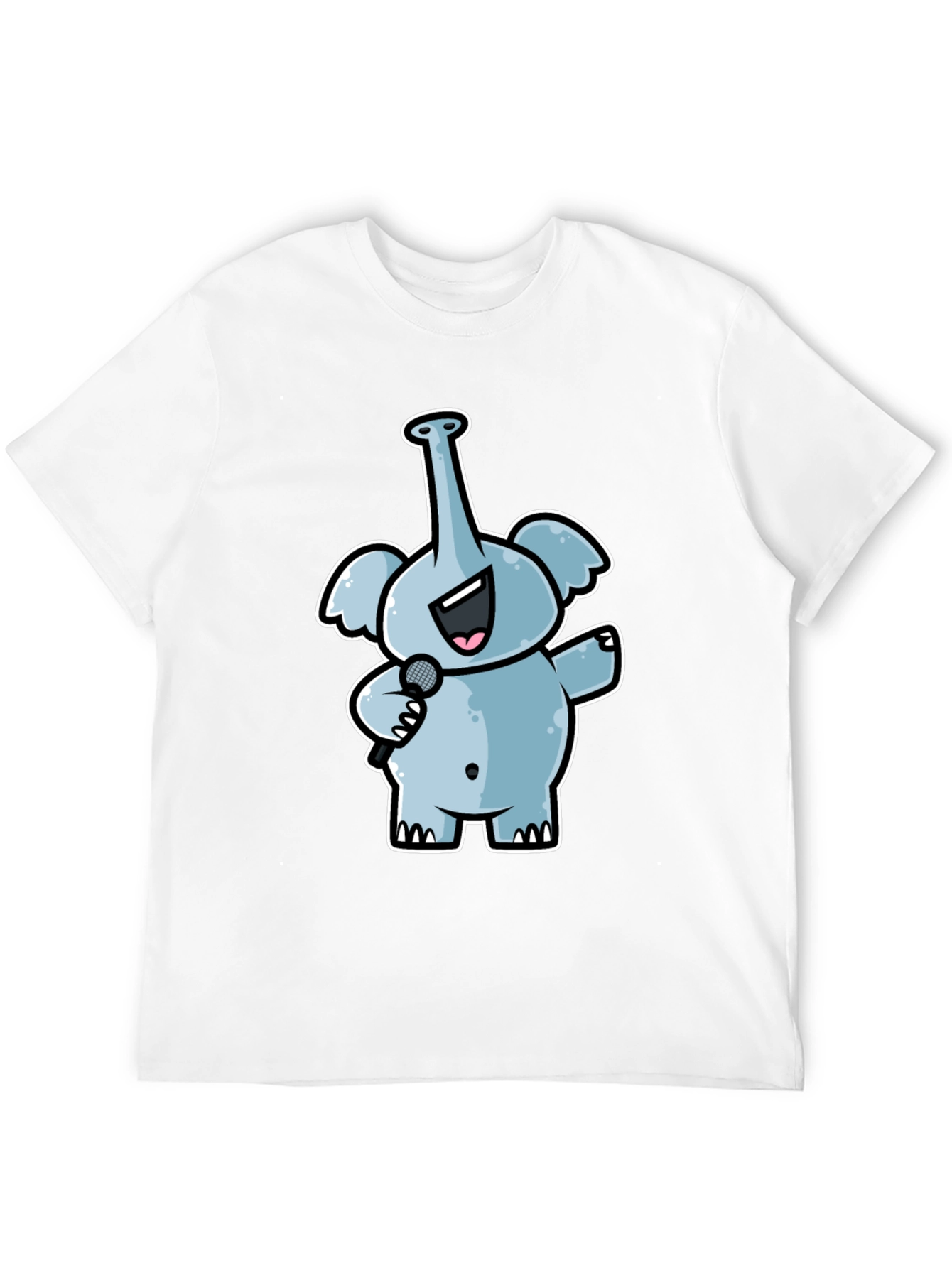 Singing Elephant Graphic Tee - Black Cotton T-Shirt
