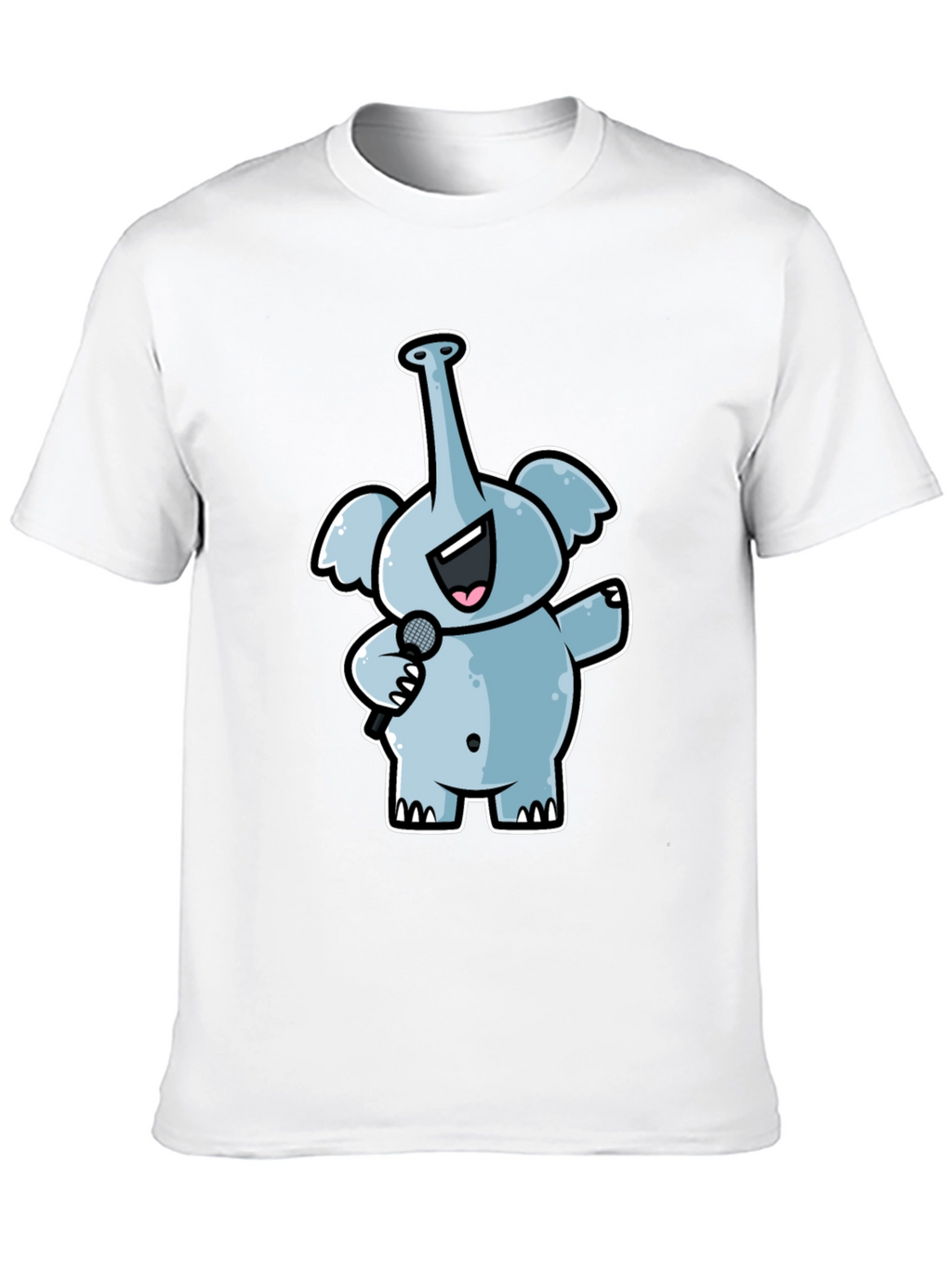 Singing Elephant Graphic Tee - Black Cotton T-Shirt