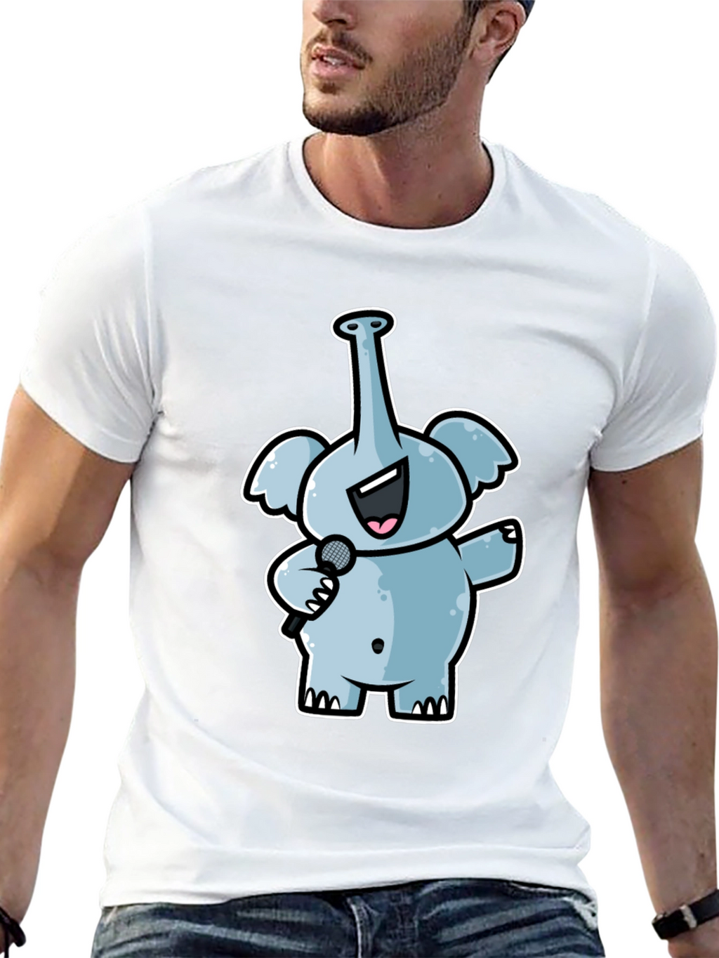 Singing Elephant Graphic Tee - Black Cotton T-Shirt