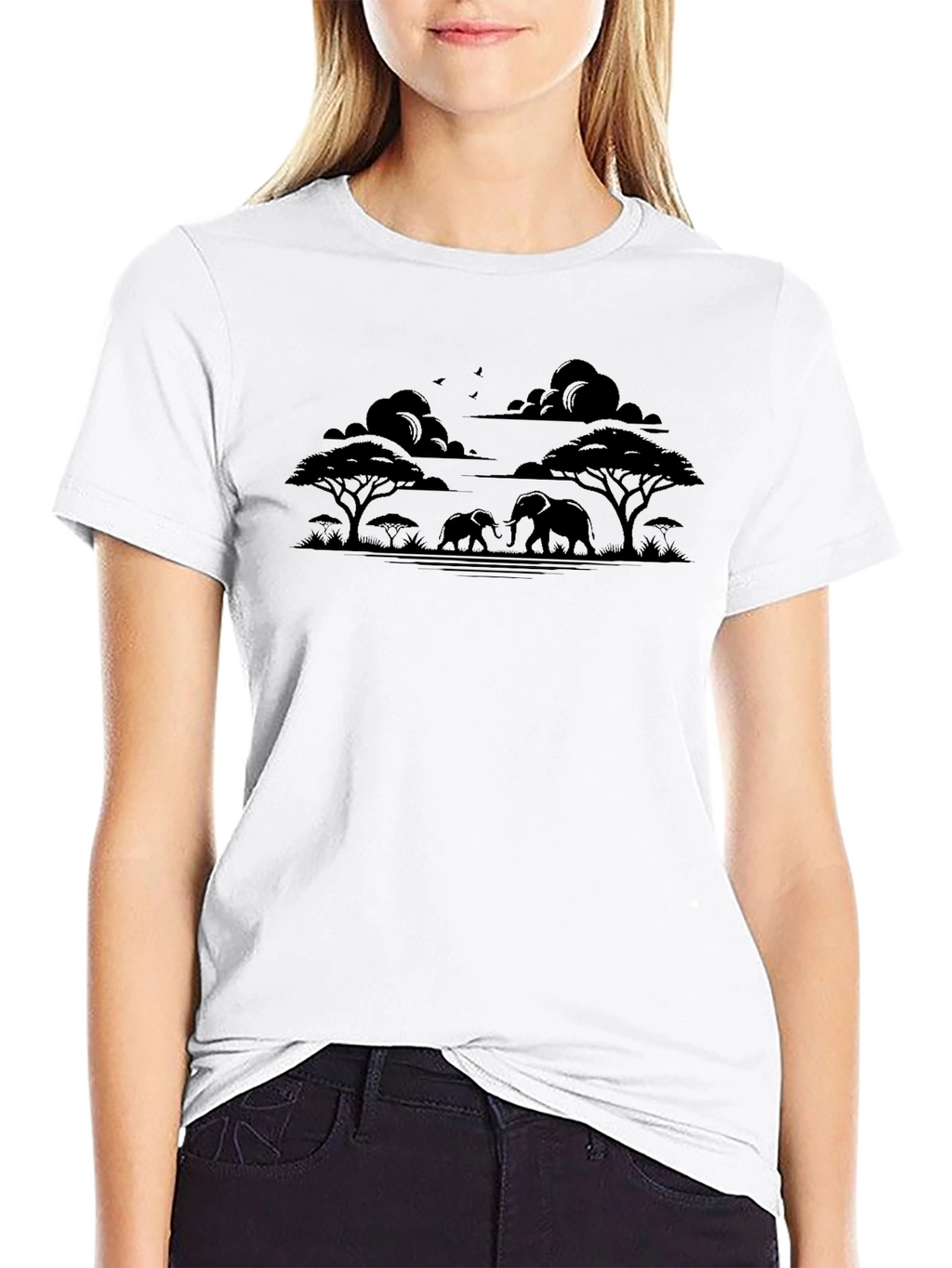 African Safari Elephant Silhouette Mens T-Shirt