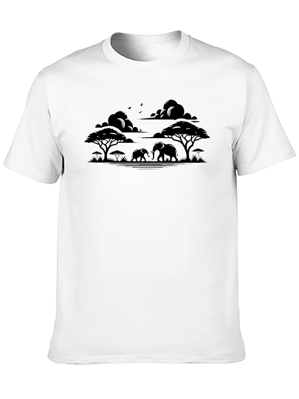 African Safari Elephant Silhouette Mens T-Shirt