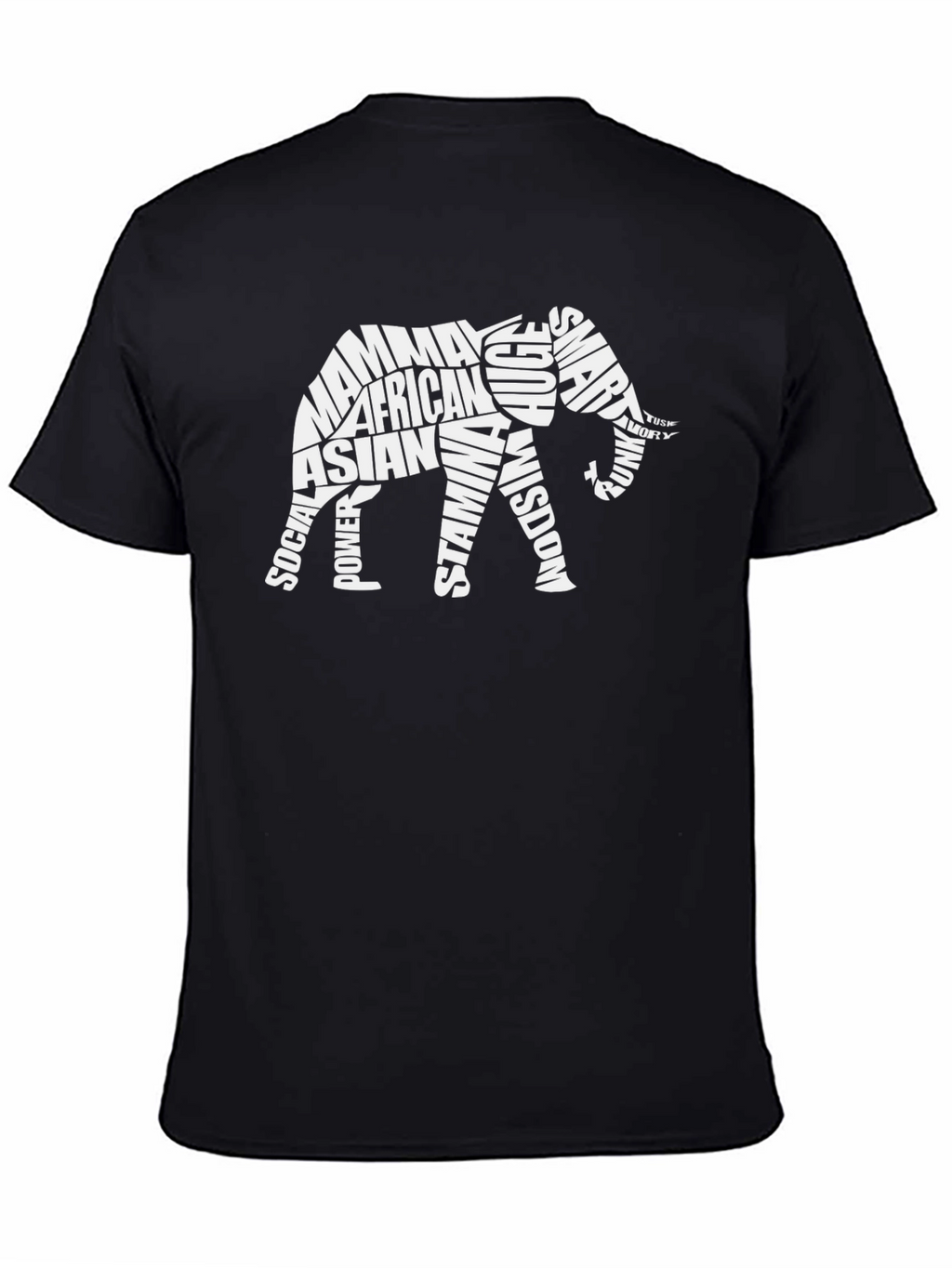 Elephant Word Art Graphic Tee - Unique Design