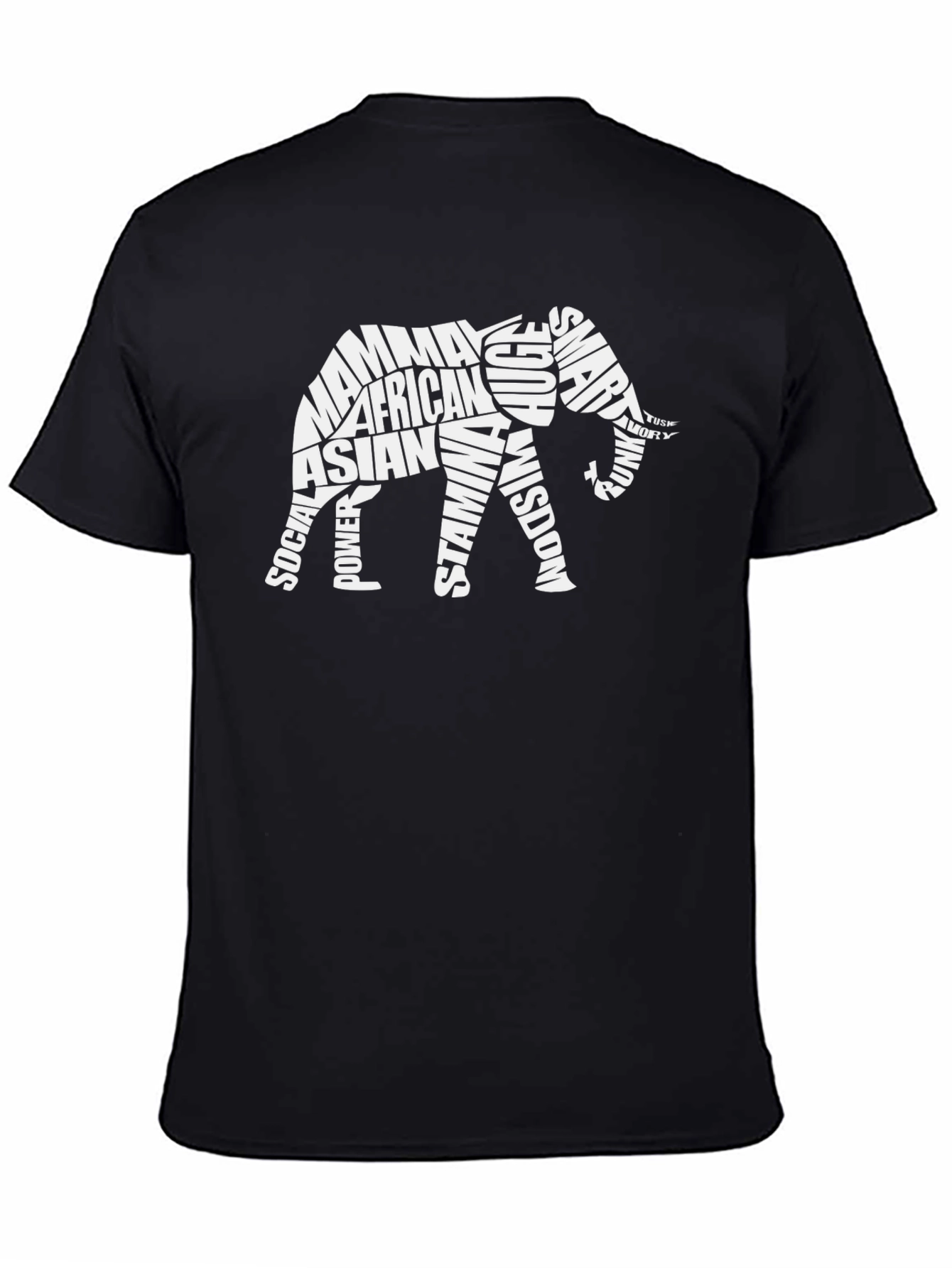 Elephant Word Art Graphic Tee - Unique Design