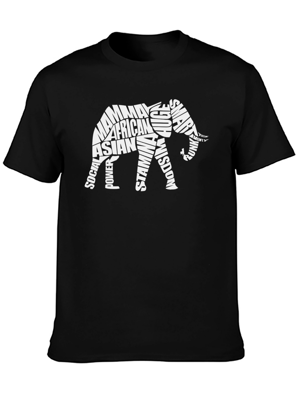 Elephant Word Art Graphic Tee - Unique Design