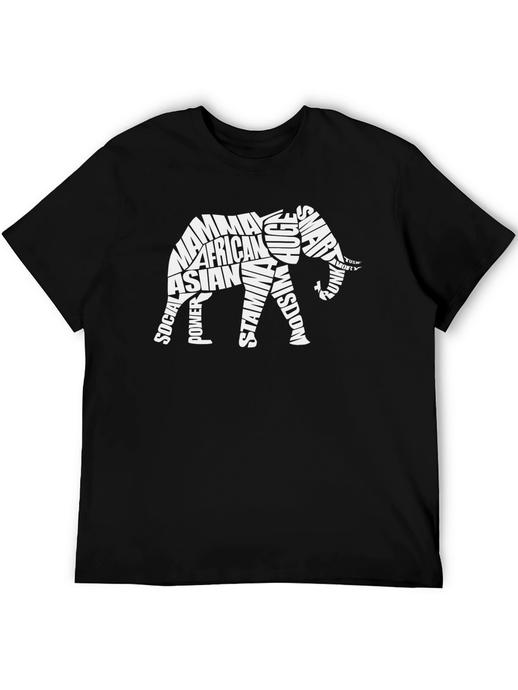 Elephant Word Art Graphic Tee - Unique Design
