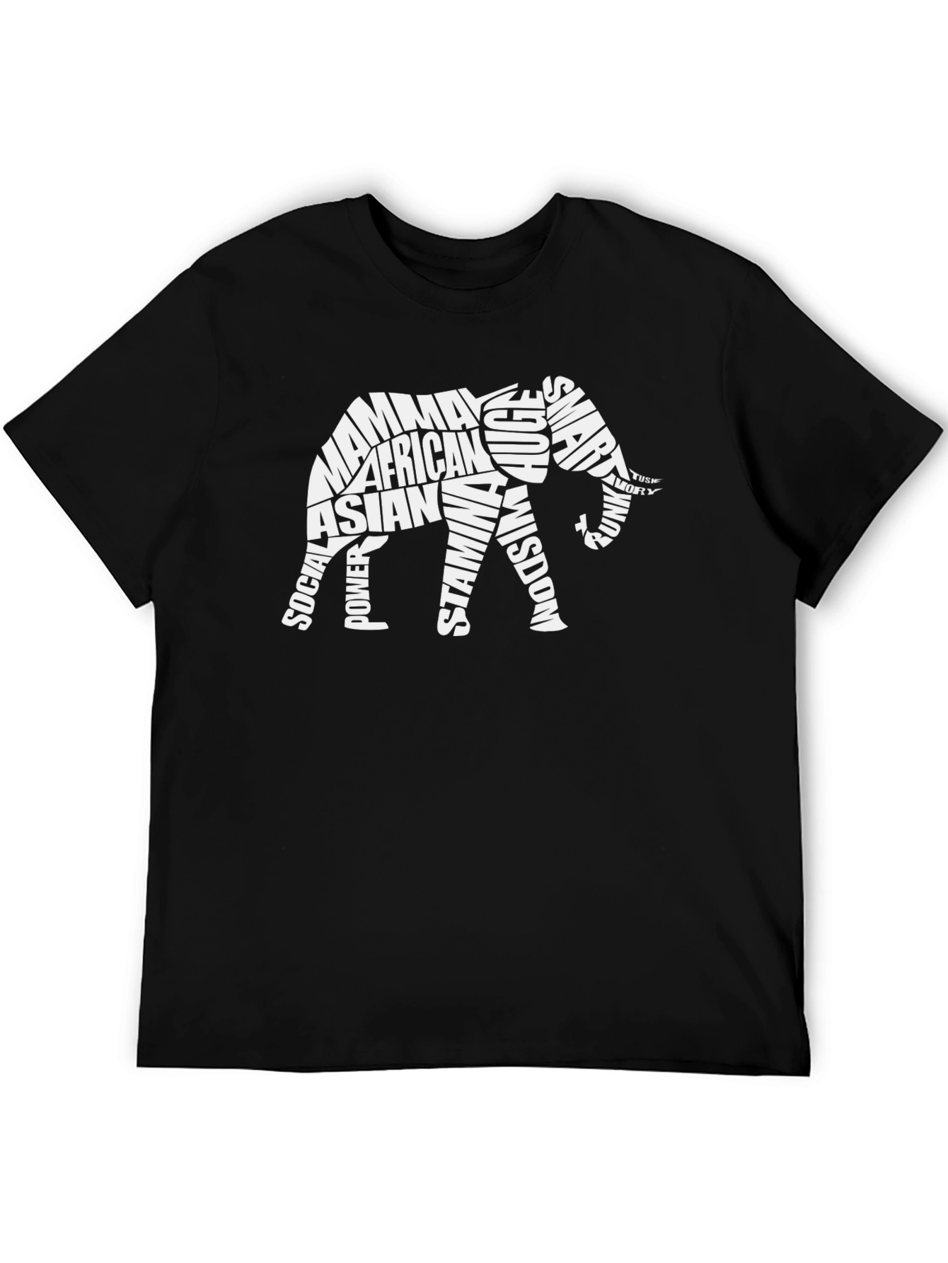 Elephant Word Art Graphic Tee - Unique Design