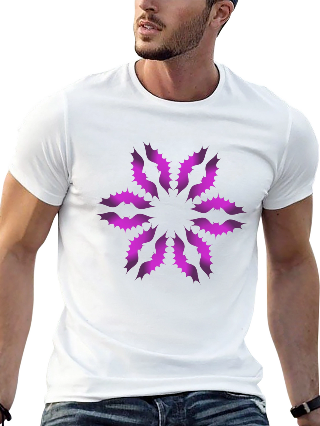 Stylish Black T-Shirt with Unique Floral Pattern