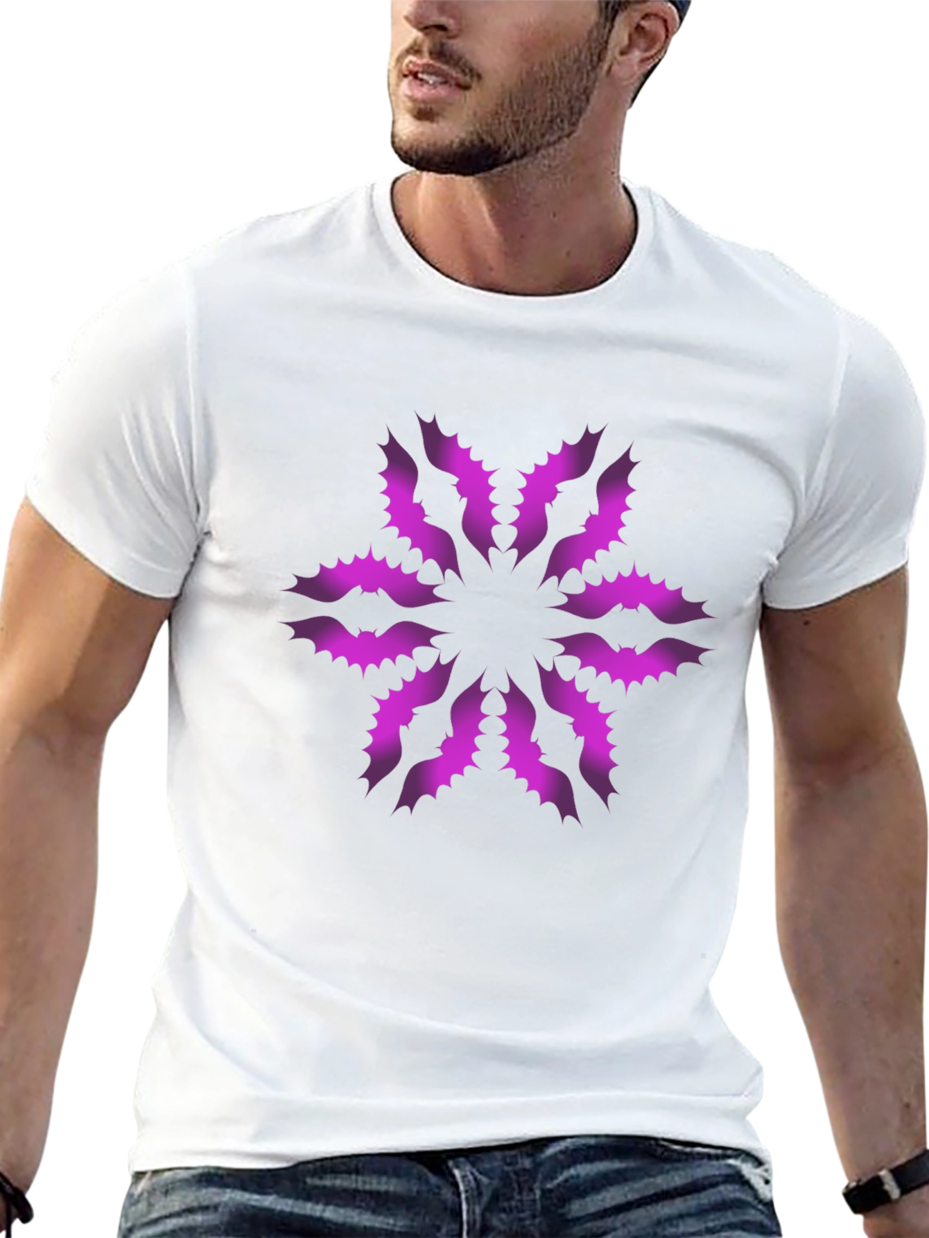 Stylish Black T-Shirt with Unique Floral Pattern