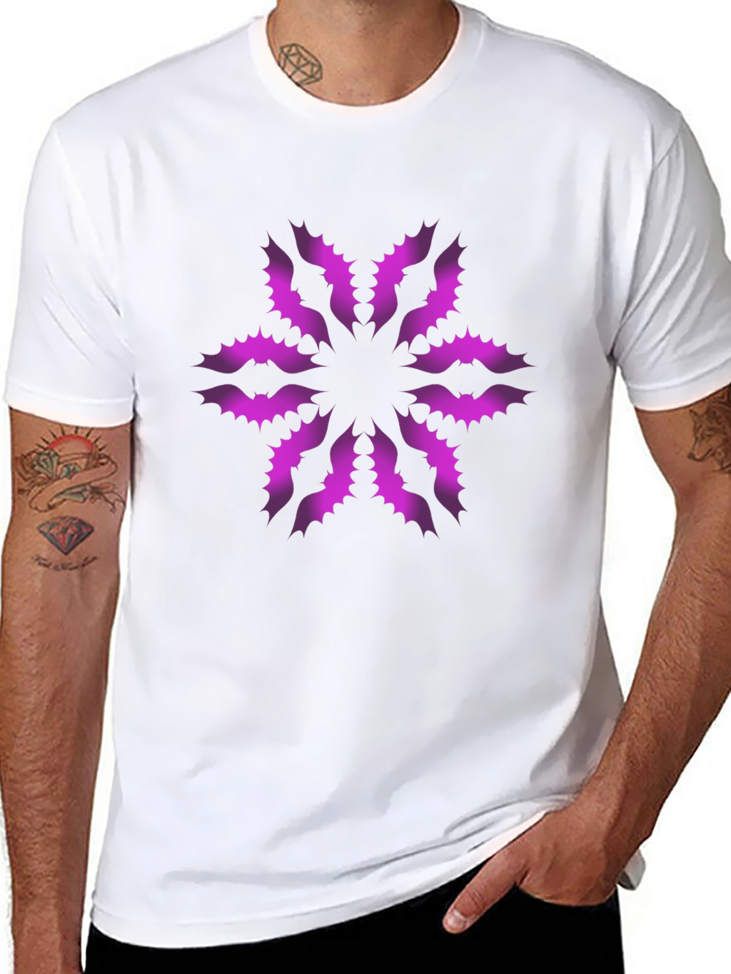 Stylish Black T-Shirt with Unique Floral Pattern