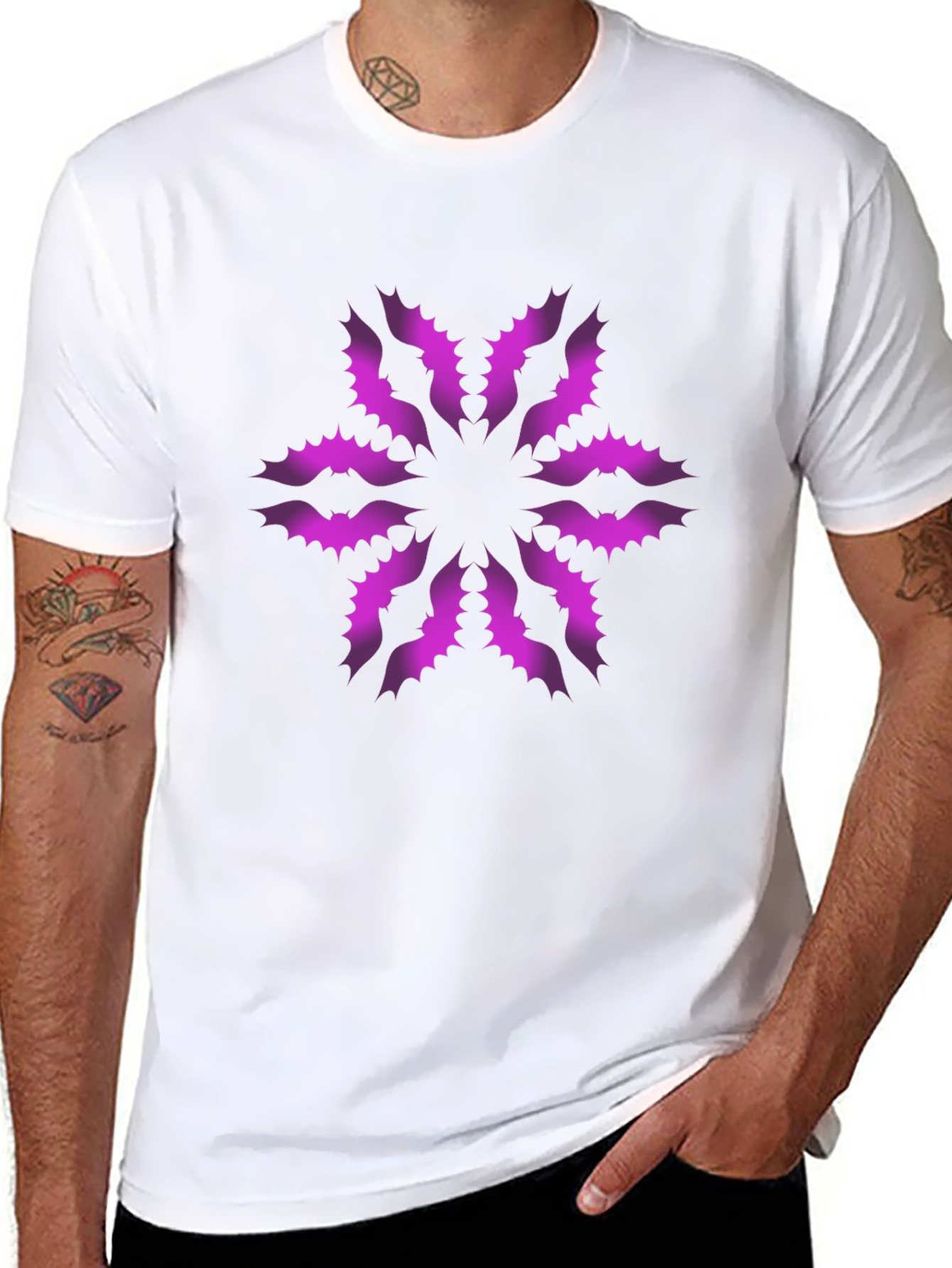 Stylish Black T-Shirt with Unique Floral Pattern