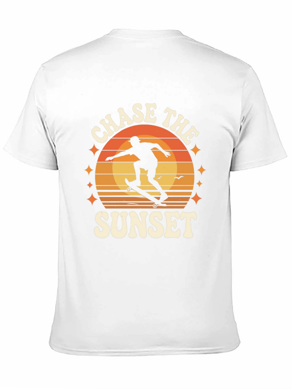 Chase the Sunset Black Graphic Tee - Skateboarder Design