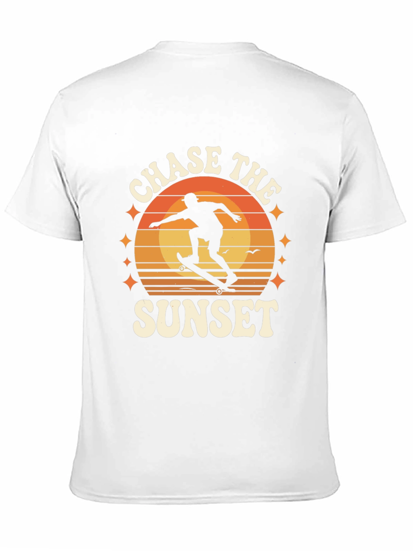 Chase the Sunset Black Graphic Tee - Skateboarder Design