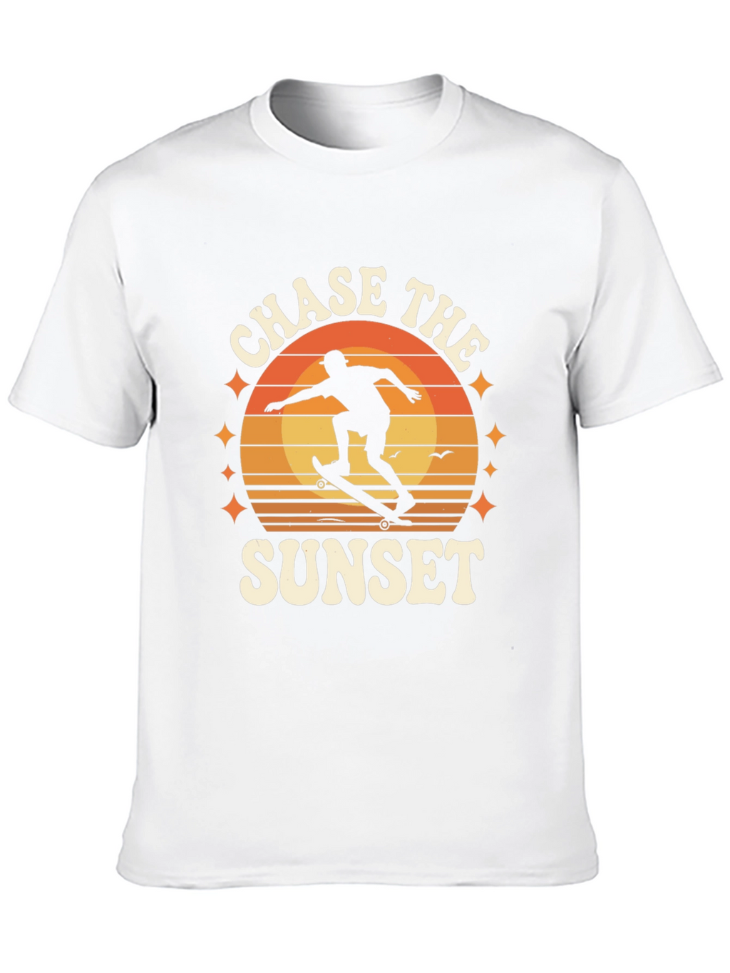 Chase the Sunset Black Graphic Tee - Skateboarder Design