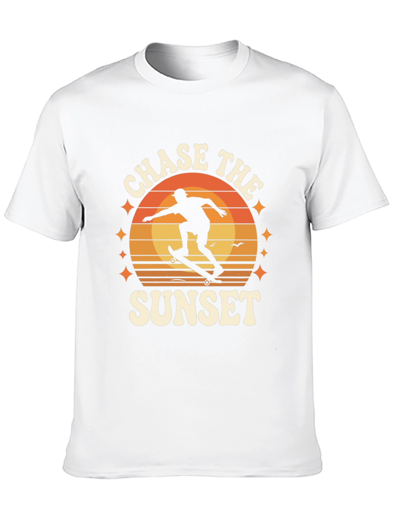 Chase the Sunset Black Graphic Tee - Skateboarder Design