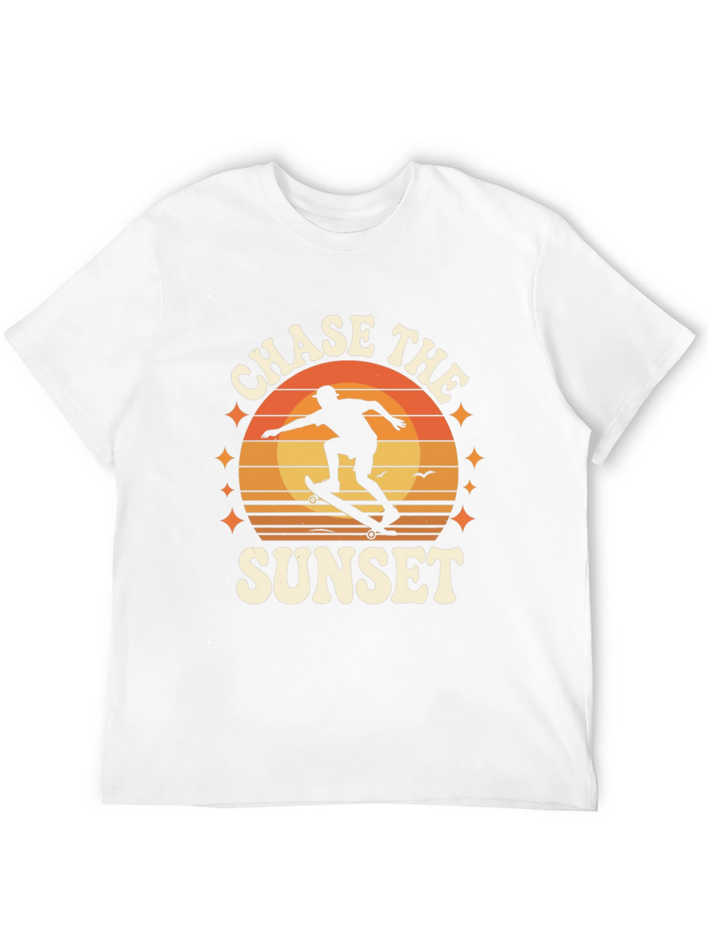 Chase the Sunset Black Graphic Tee - Skateboarder Design