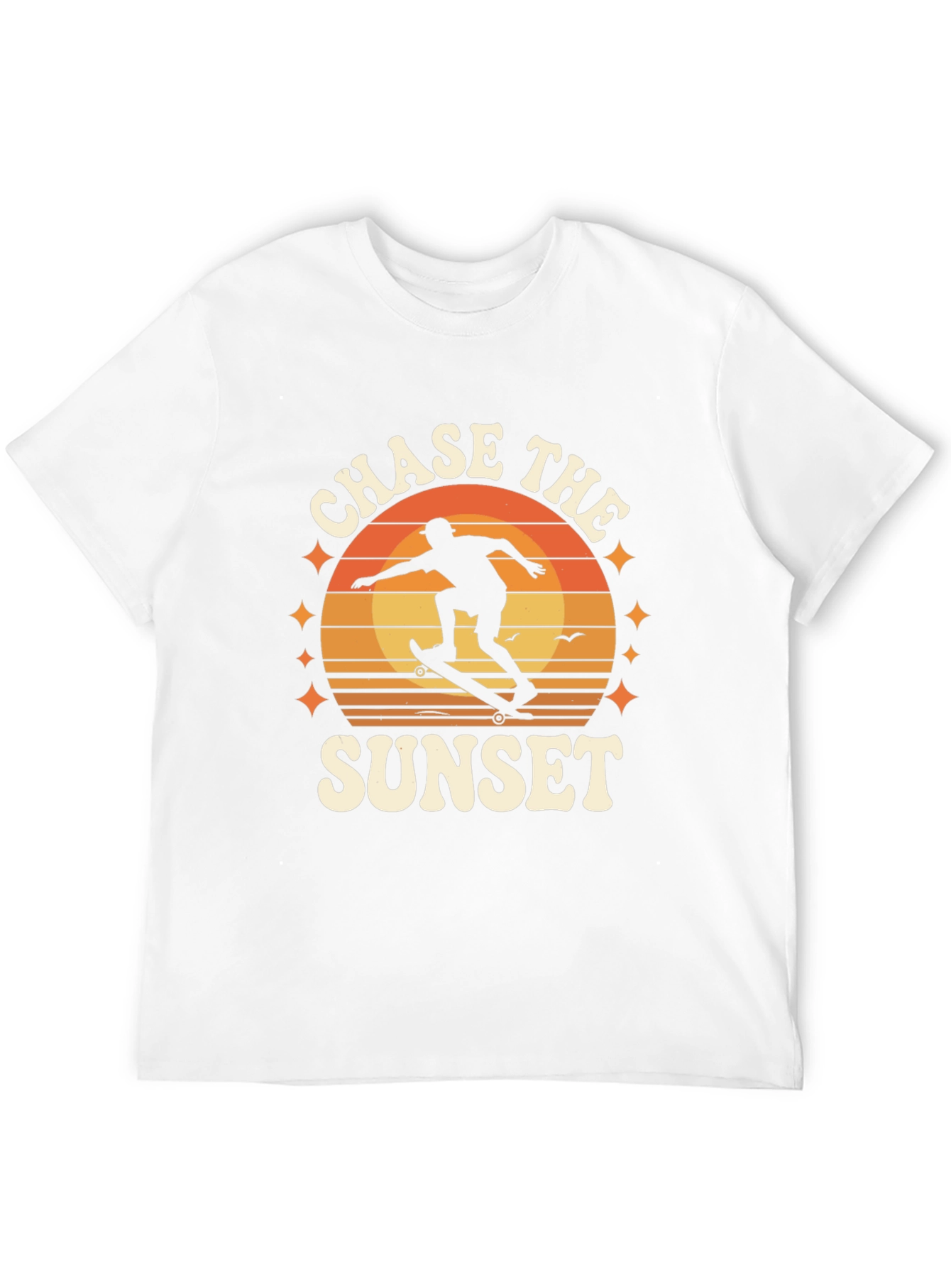 Chase the Sunset Black Graphic Tee - Skateboarder Design