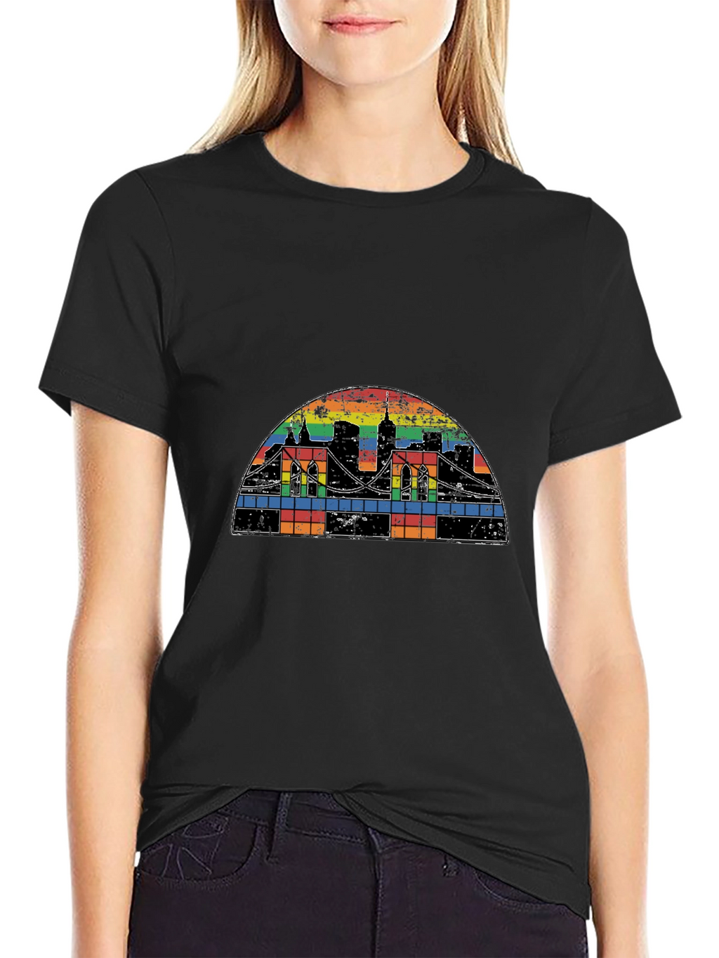 Rainbow Cityscape Graphic T-Shirt