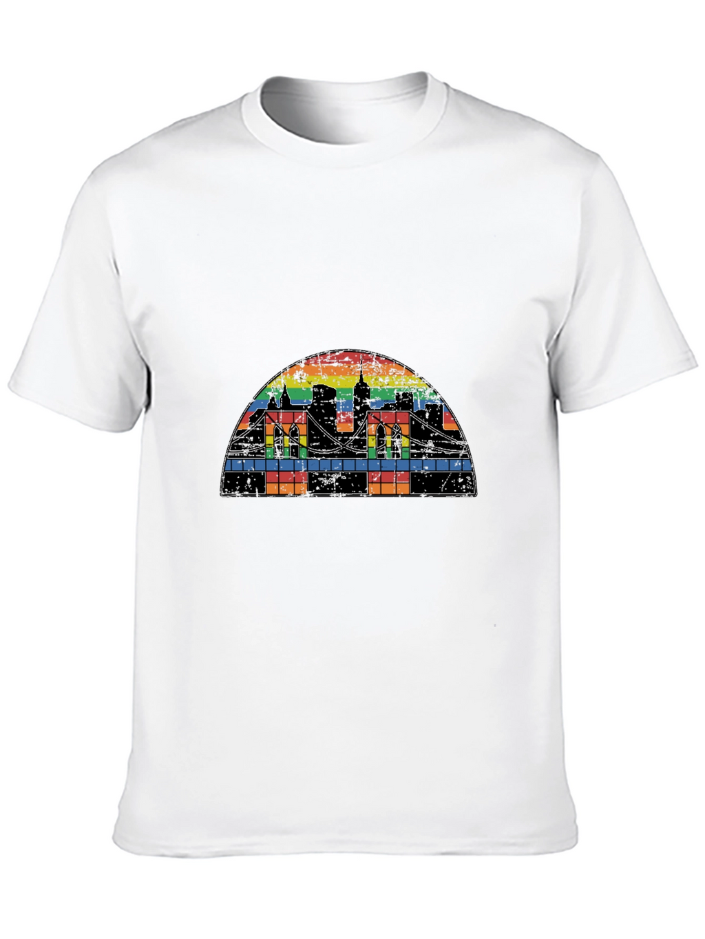Rainbow Cityscape Graphic T-Shirt