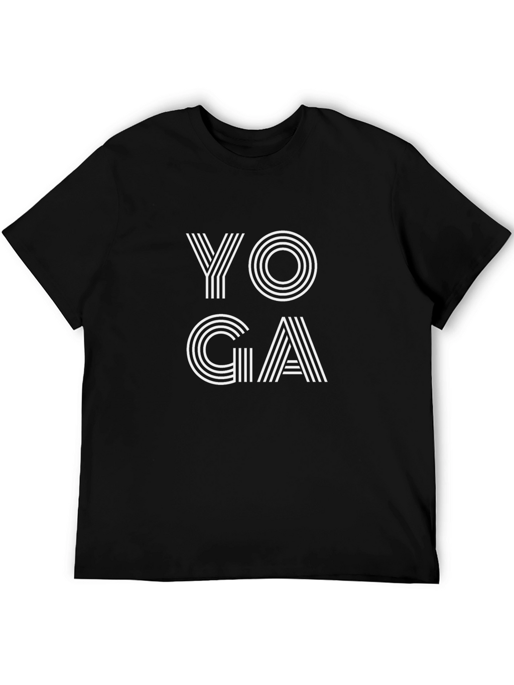 Yoga Striped Graphic Tee - Black Cotton Casual T-Shirt