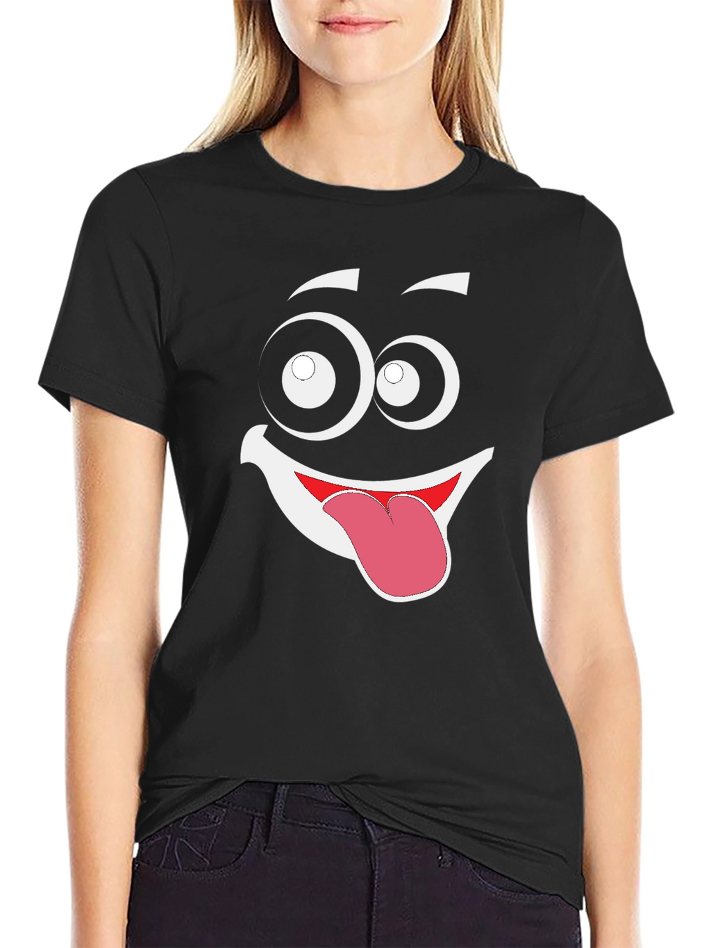 Funny Face Graphic Black T-Shirt
